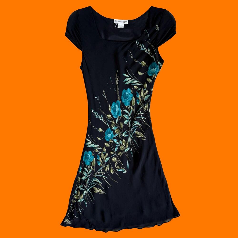 00's vintage black floral fairy whimsigoth y2k dress M dress barn